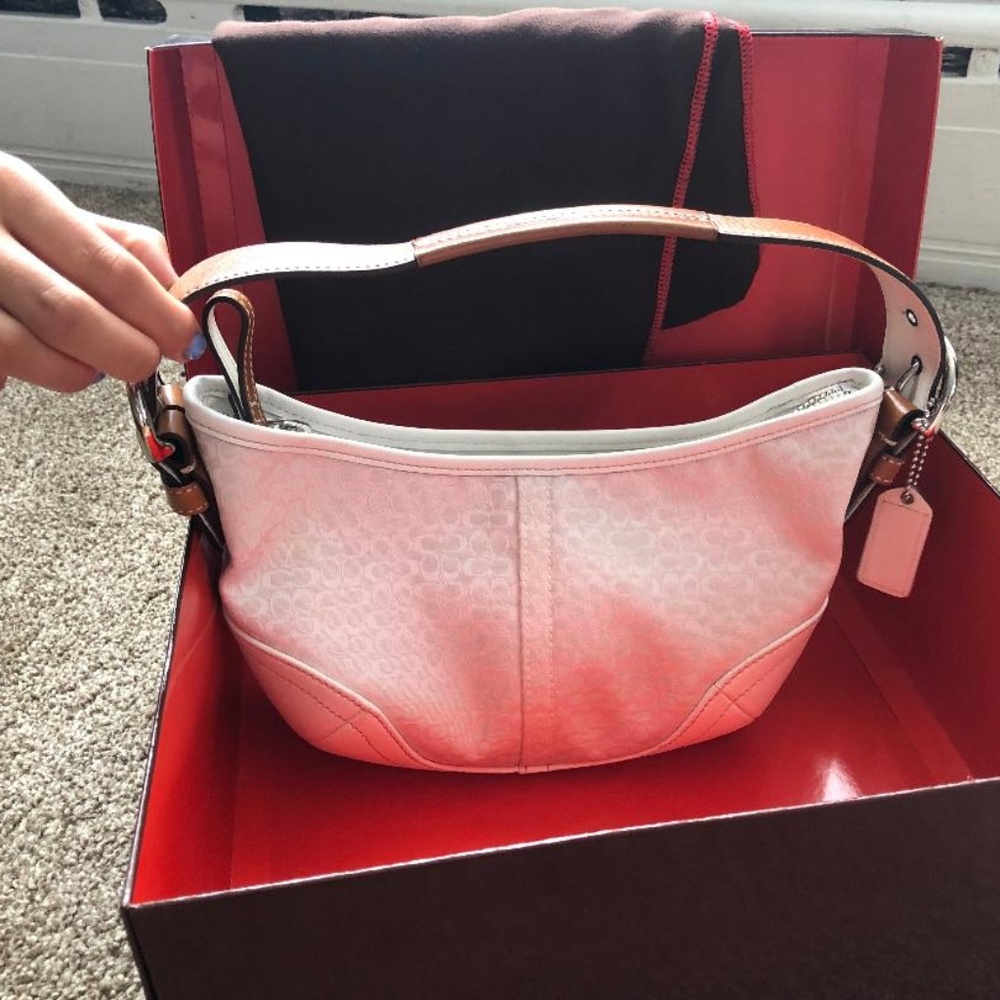 Coach Signature Jacquard White Shoulder Bag